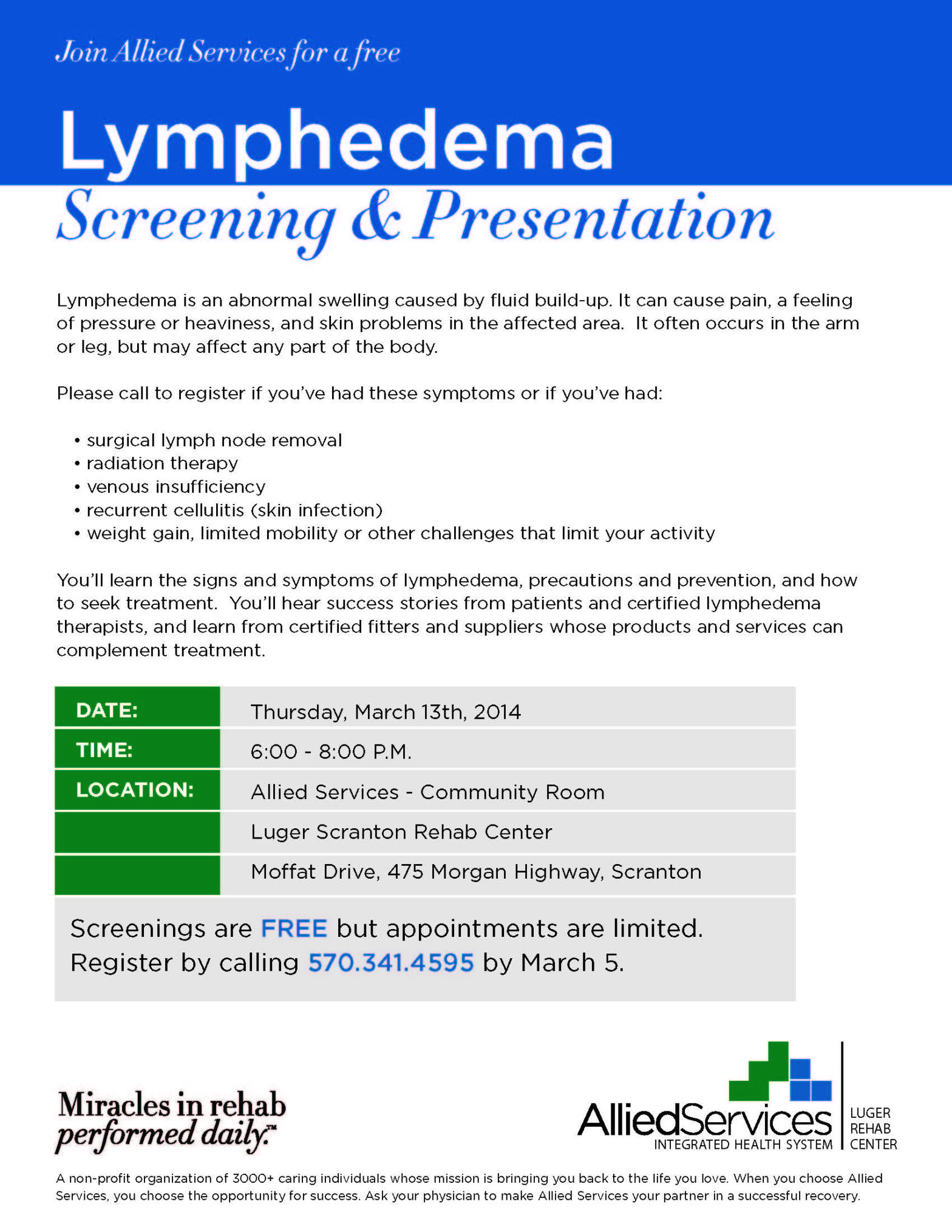 Allied Services to Host Lymphedema Presentation Northeast Regional